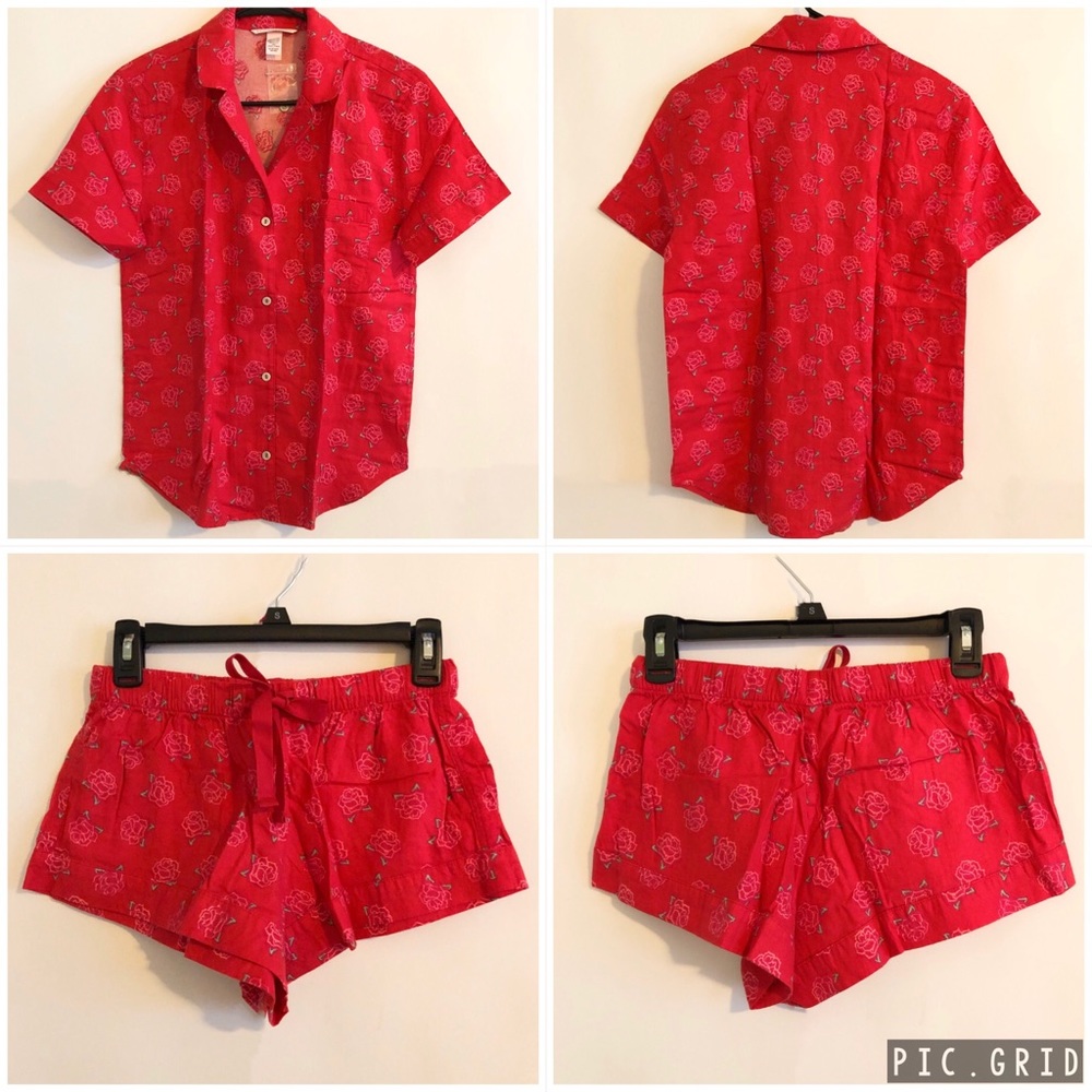Victoria’s Secret Flannel Roses Red PJ set